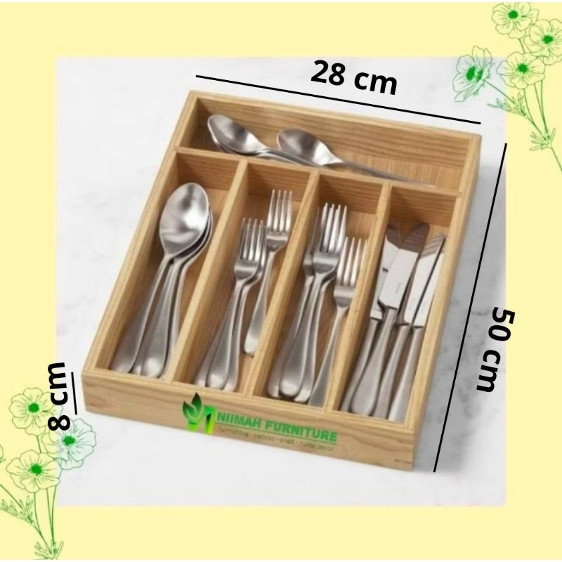 Rak Laci Tempat Sendok dan Garpu Wooden  Cutlery Tray Kayu Jati Belanda Custom Size Requested by Kak