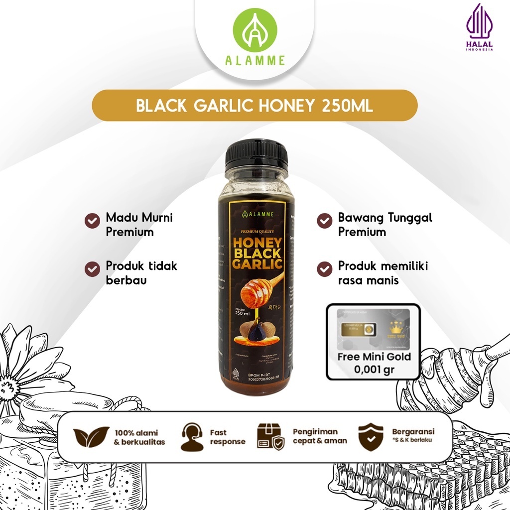 Black garlic honey madu kental alami / madu black garlic premium / madu black garlic bawang tunggal 