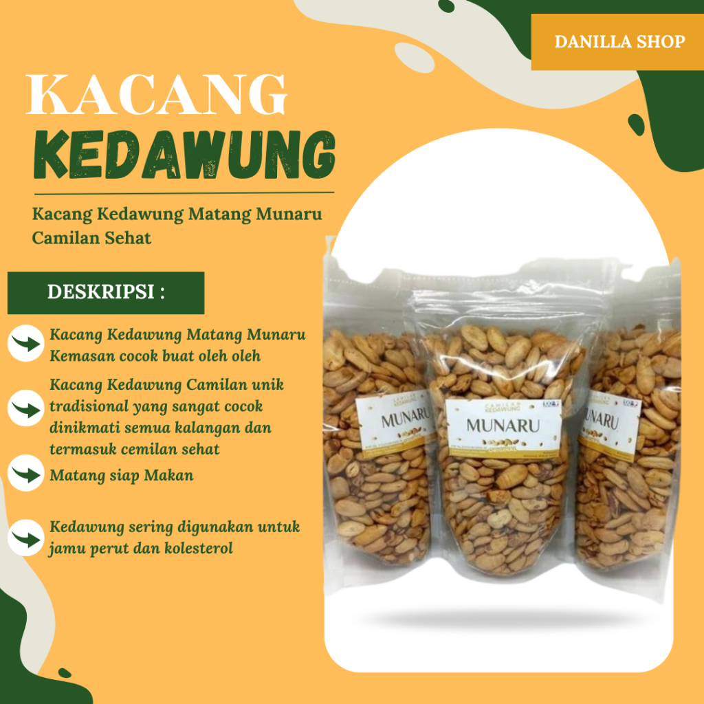 

Kacang Kedawung Matang Munaru Camilan Sehat Premium