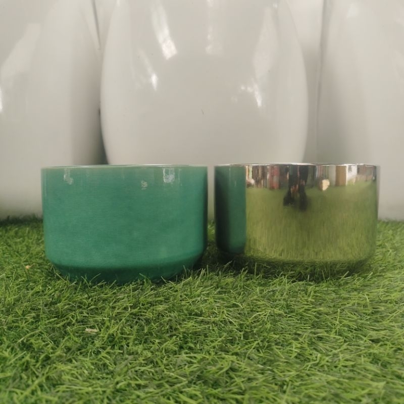 Pot keramik pot tanaman hias pot bunga model bulat pendek