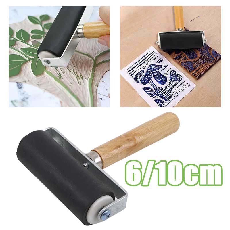 

6cm/10cm Karet Loler Roller Karet Rubber Art Roller Karet Roll Roller Kecil Roll Grafis Roller Wooden Handle