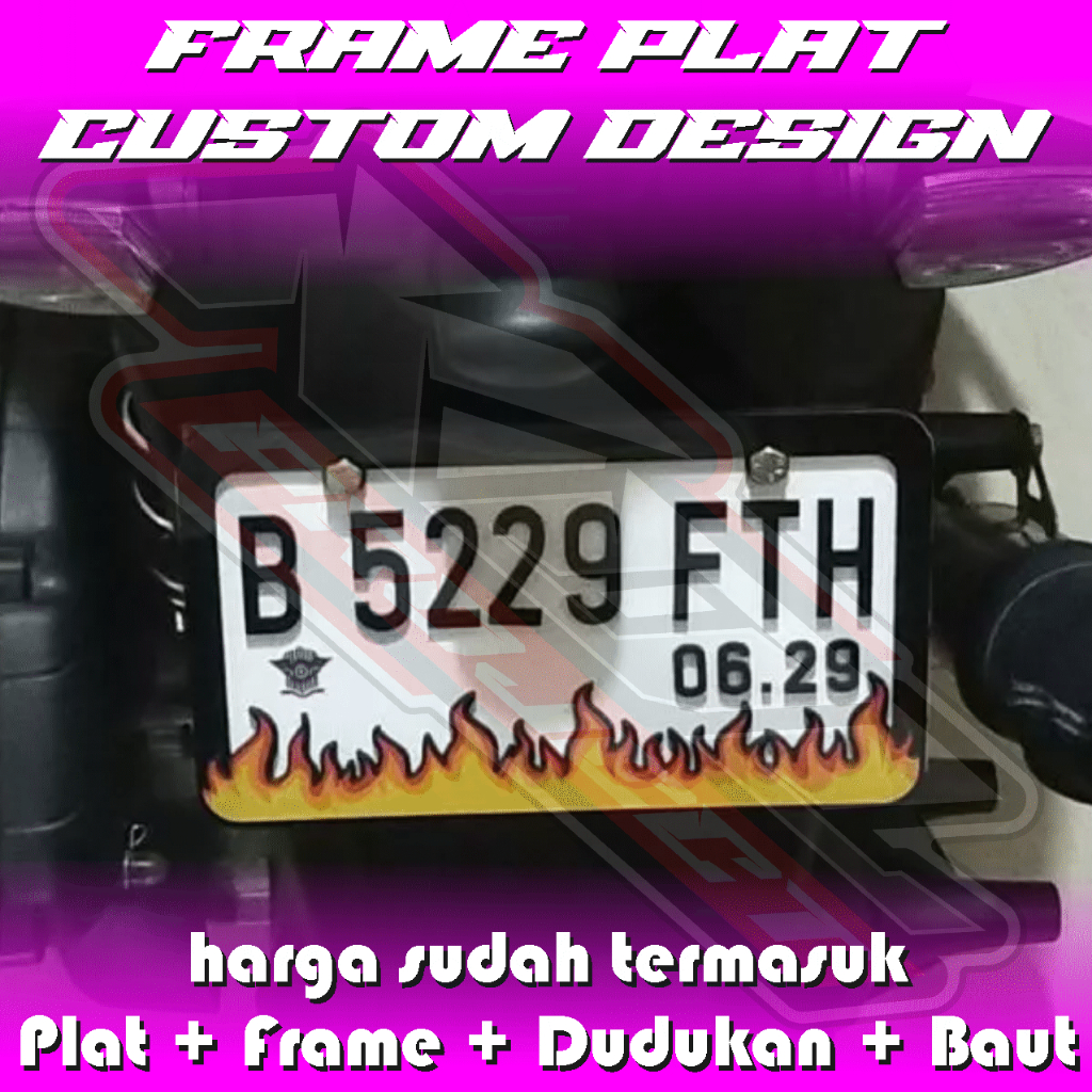 Frame & Plat Nomor Akrilik Cocok Disemua Motor ( Plat + Frame + Dudukan + Baut) ORCUS