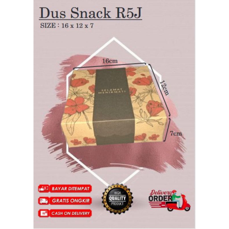 SNACK BOX - KEMASAN MAKANAN MOTIF R5J-BOX KUE-BOX CANTIK