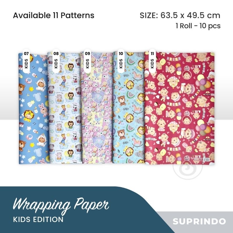 

VINDO KERTAS KADO MOTIF KIDS 1 ROLL (10 LEMBAR)