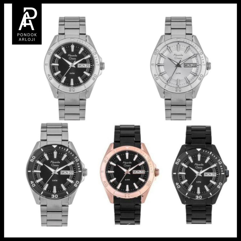 ORIGINAL Jam Tangan Pria Cowok Alexandre Chritie AC 6512 / ac 6512 / 6512 Garansi 1 Tahun Rantai Sta