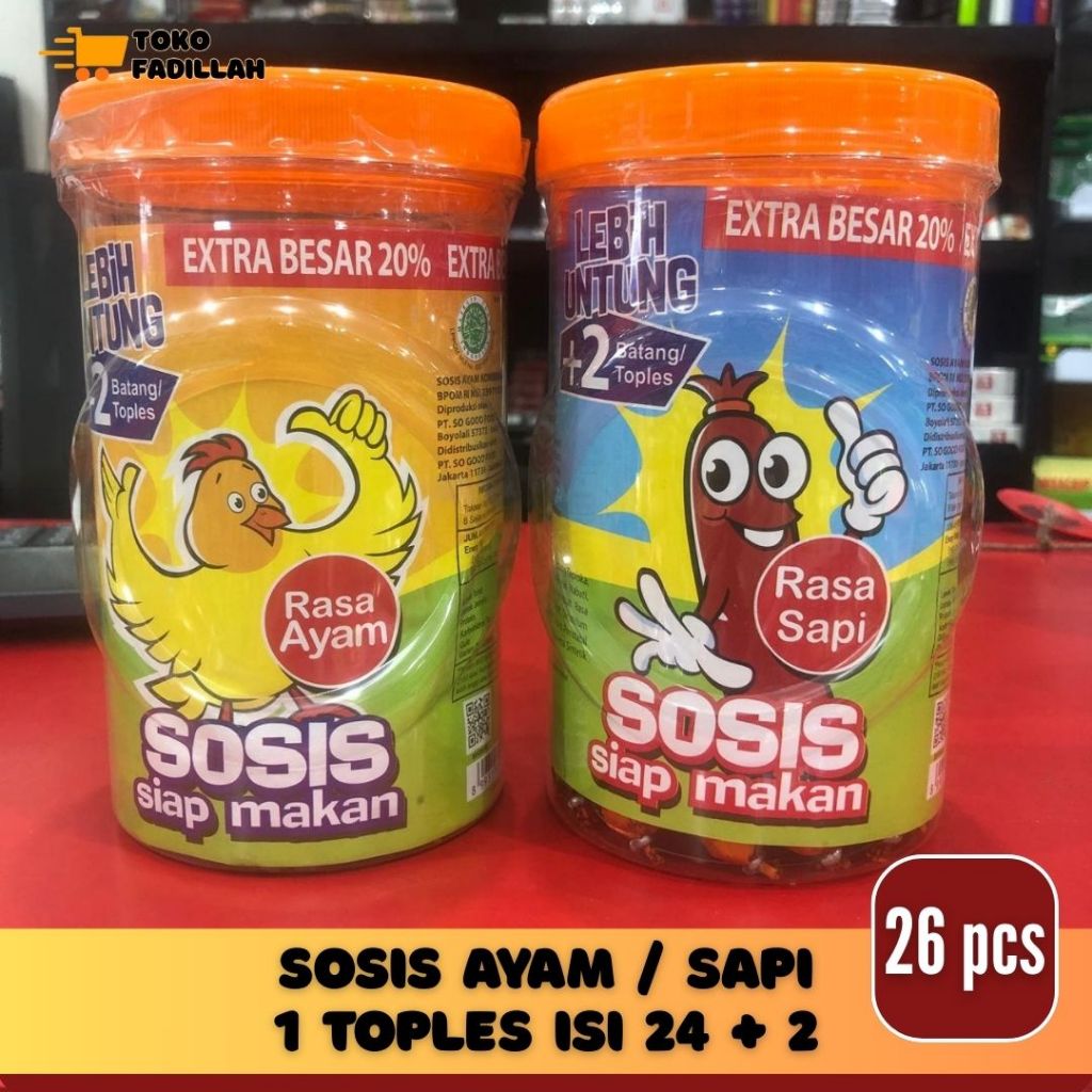

SO NICE Sosis Rasa Ayam & Sapi (isi 26 pcs/toples)