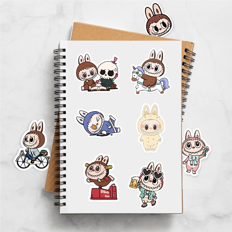 

MilL Stiker Labubu Aesthetic Paper Vinyl Anti Air Aksesoris Laptop Buku Tumbler/ Lucu Motif Kartun