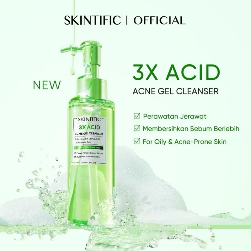 Skintific 3X Acid Acne Gel Cleanser / Skintific acne facial wash / skintific acne gel facial wash
