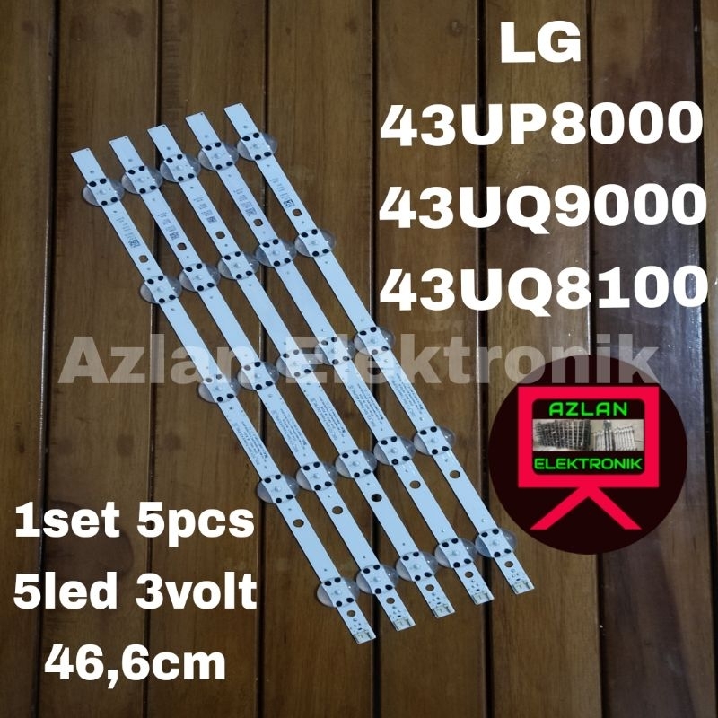 BACKLIGHT LED TV LG 43UP8000 43UQ9000 LAMPU BL 43UP 5PCS 5LED/STRIP 3V