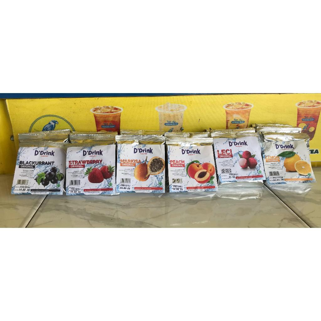 

Minuman serbuk D'DRINK campuran teh Aneka Rasa/1Renceng 5pcs/Pack isi 20pcs/SERBUK MINUMAN/SERBUK VARIAN RASA BUAH