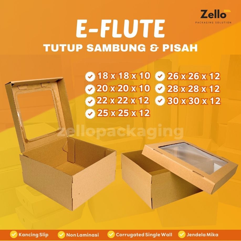 

E-Flute Box Kue Tart Mini Kotak Roti Pudding Hampers Souvenir 22x22x15 cm