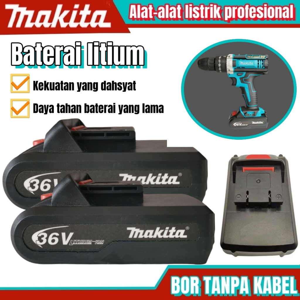 Makita Baterai Lithium Untuk bor Listrik Dorong Datar Baru Aksesoris Bor Dampak Listrik Perkakas Lis