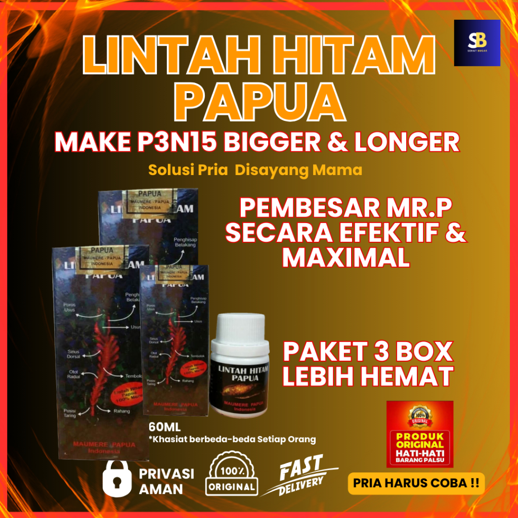 MINYAK LINTAH HITAM PAPUA ORIGINAL 100% PEMBESAR MR P AMPUH BERKHASIAT 3 BOX