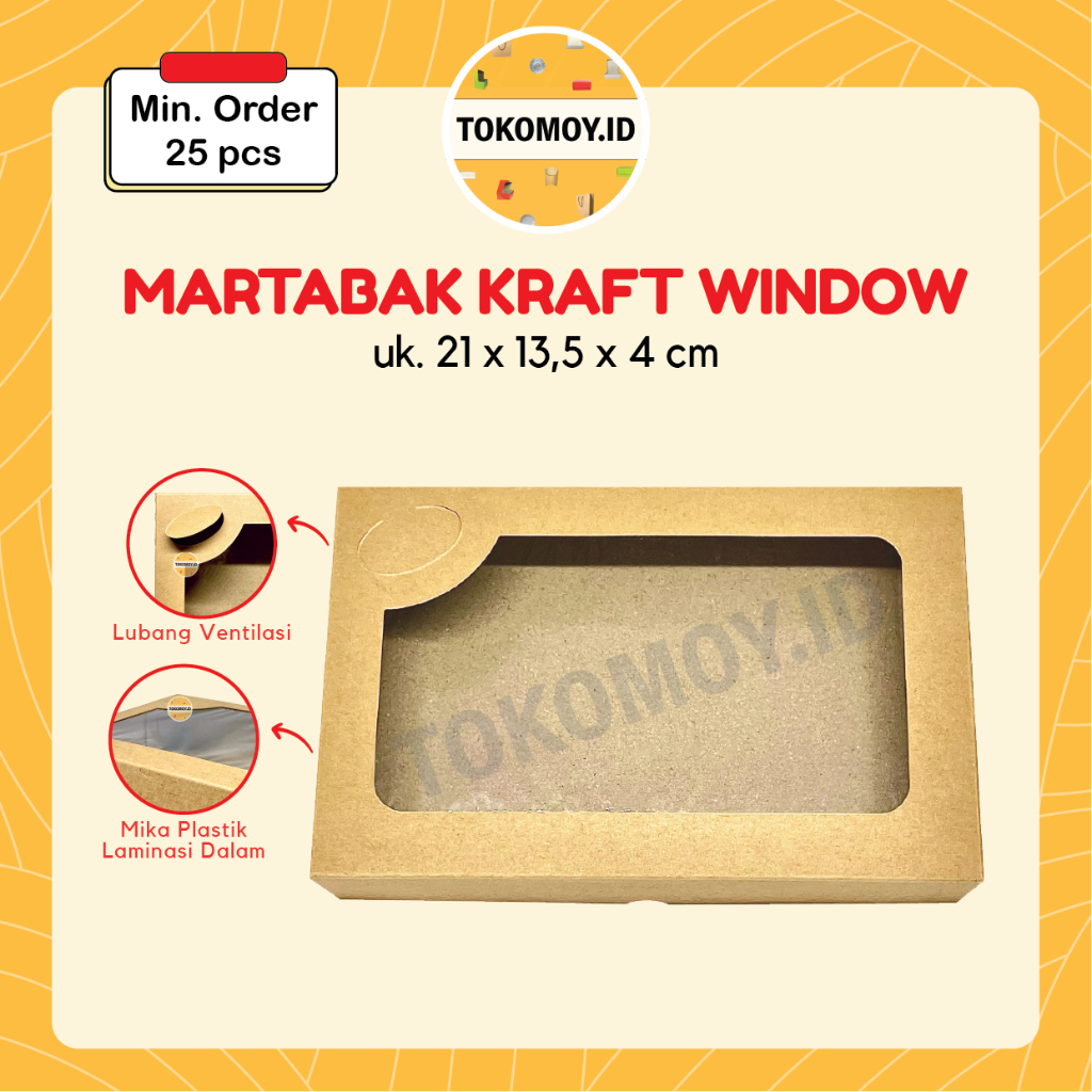 

Dus Martabak Window Kraft 310gr Uk. 21x13,5x4 cm Laminasi Dalam - Box Donat Mini Jendela Donut Mini Model Mika Kaca Bahan Coklat