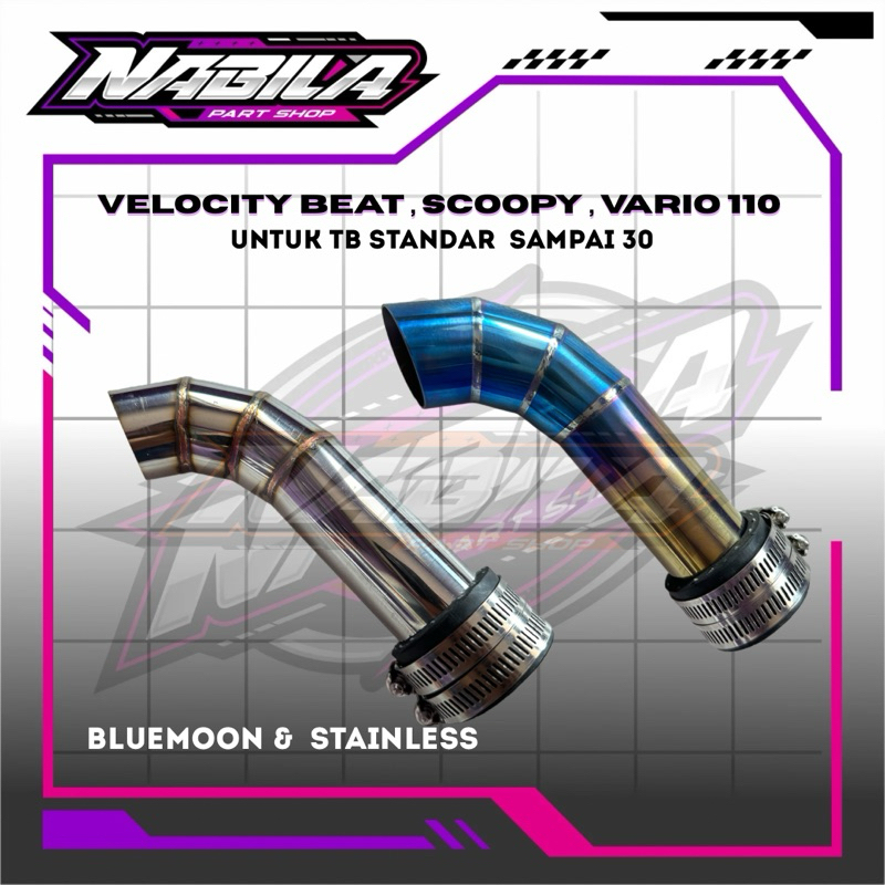 Velocity Stack stainless air intake Beat Scoopy Vario fi Esp trotthel body 26-30mm