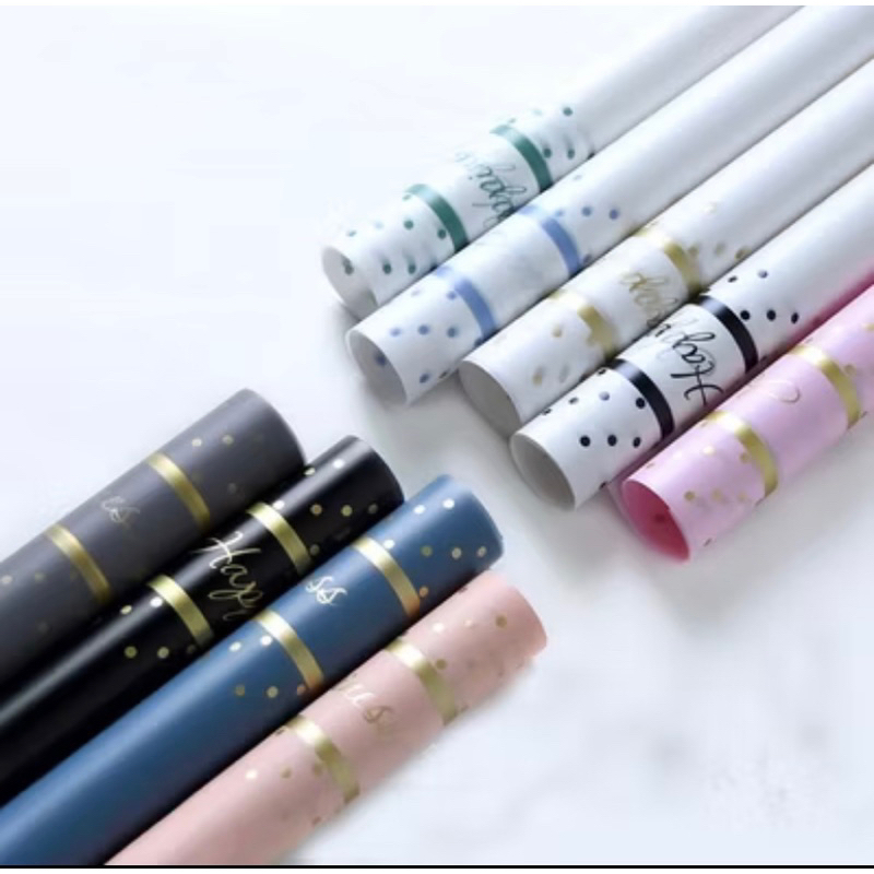 

KB119 20 LEMBAR Kertas Buket Bunga Happiness Cellophane Flower Wrapping Paper Happiness [GROSIR] GQM
