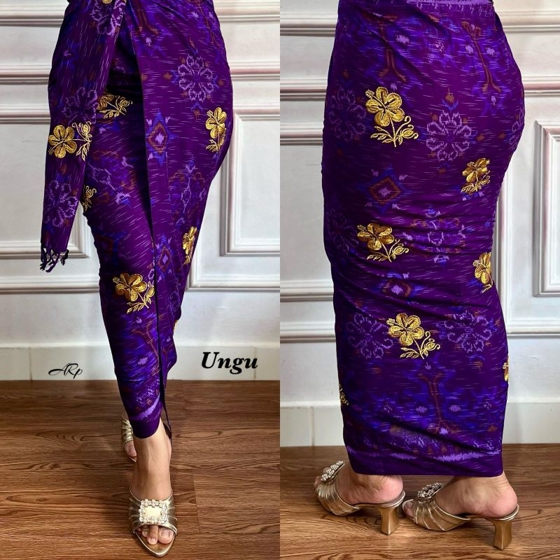 kain kamen bali endek katun sugeng pucuk emas plus selendang