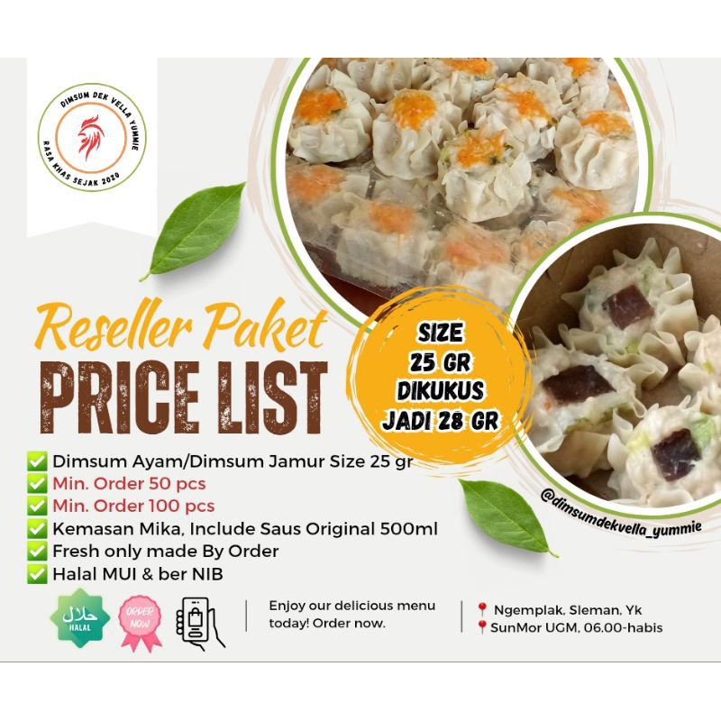 

DIMSUM AYAM MIX DIMSUM JAMUR FROZEN SIZE 25GR ISI 50 PCS