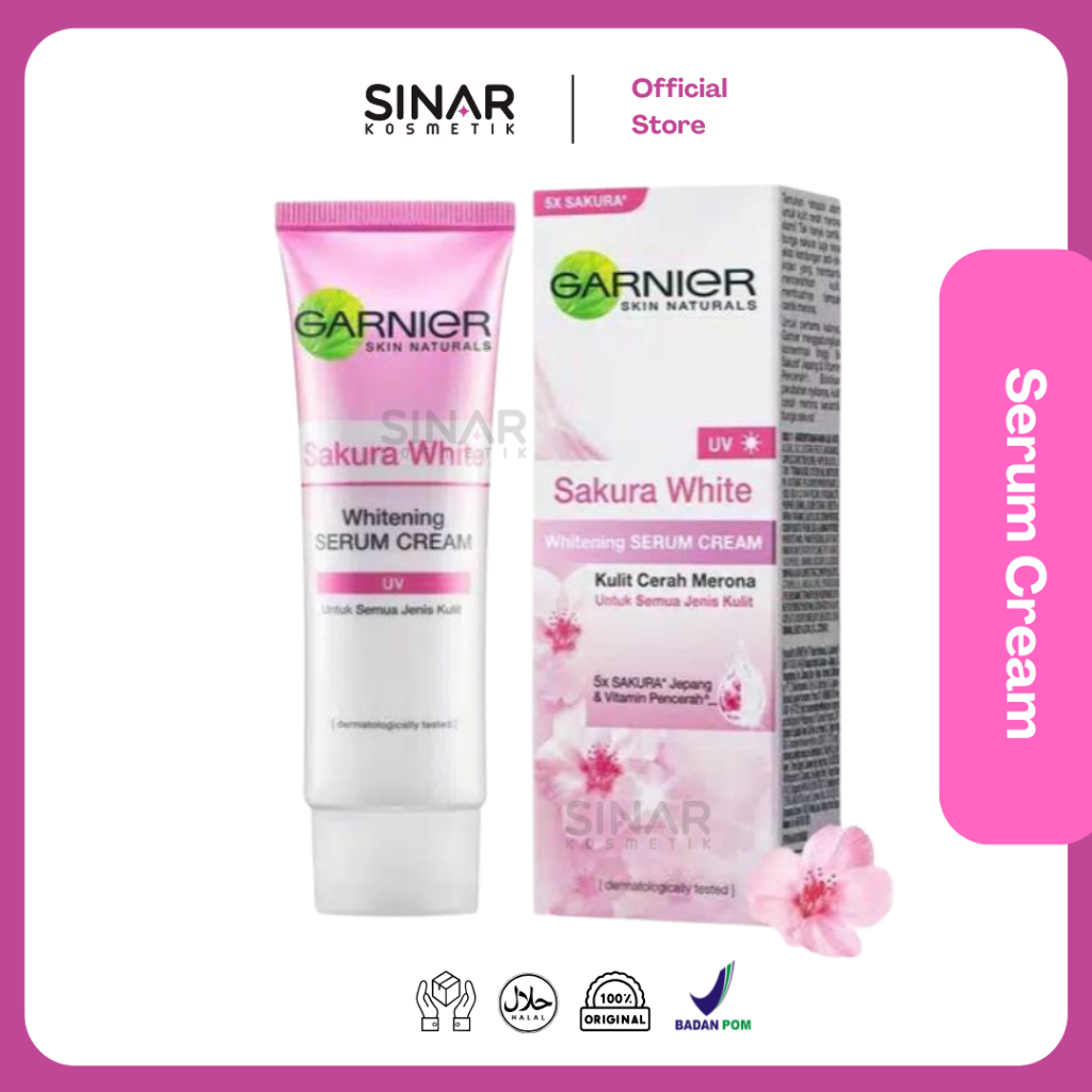 GARNIER Sakura White  Whitening Serum Cream UV/ Sakura glow hyaluron serum cream  20ml