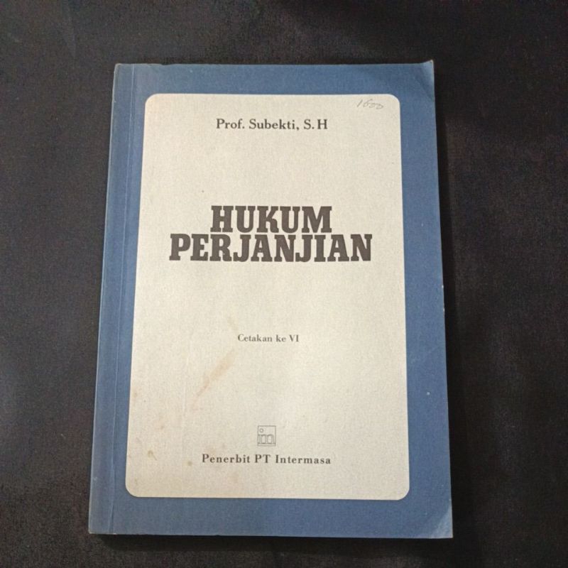 hukum perjanjian prof Subekti SH ORIGINAL