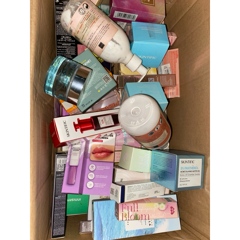 botol/wadah/kardus skincare kosong tidak terpakai
