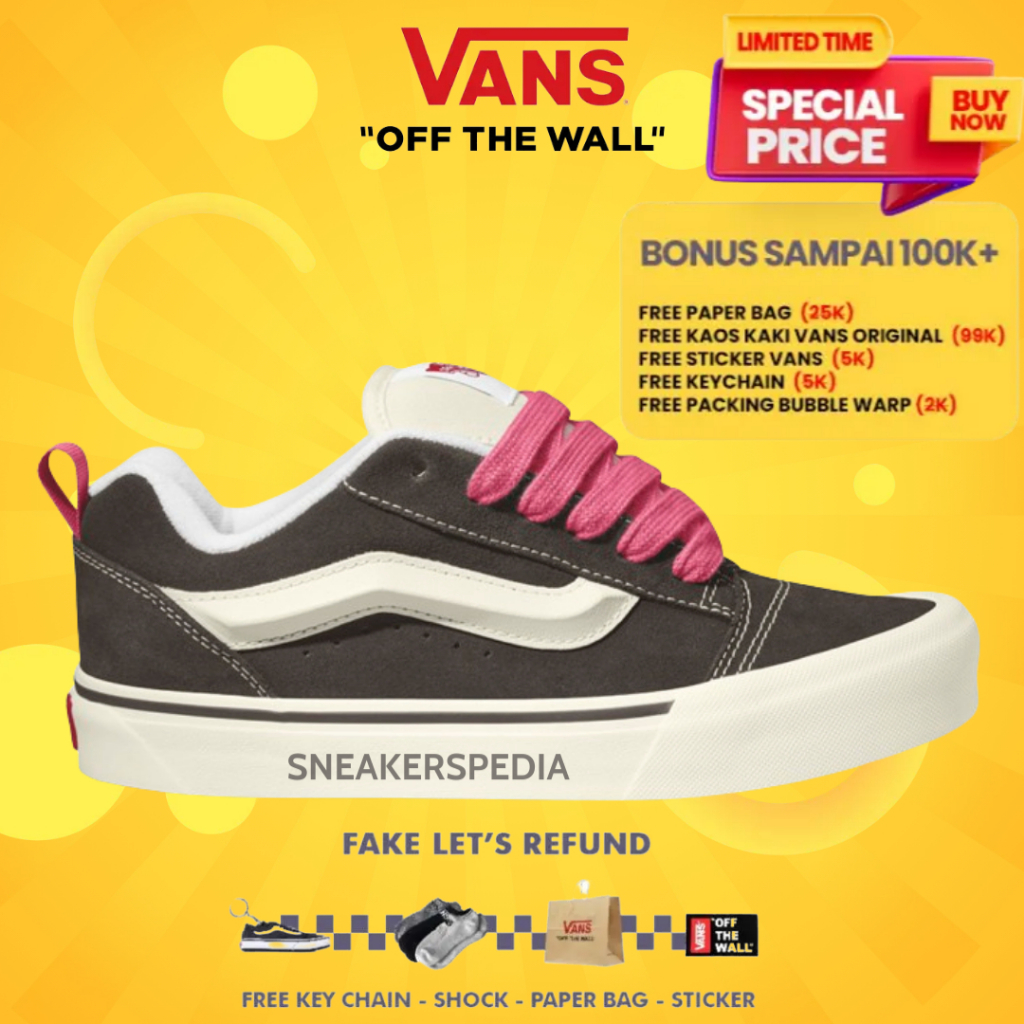 Vans Knu Skool Original Retro Brown Pink Sepatu Wanita Pria Bergaransi