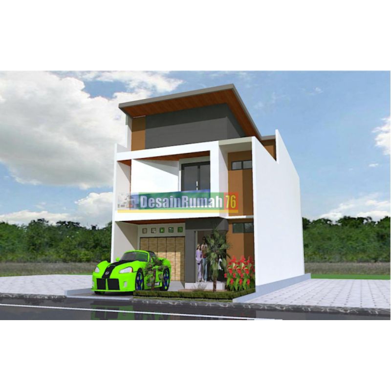Desain rumah minimalis modern 2Lt, ukuran LB (8x14),LT(8x25), 4 kamar tidur. gambar 3D eksterior+gam