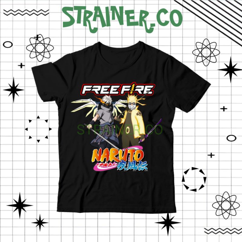 (BISA COD) Kaos Anak FF FREE FIRE NARUTO SASUKE BUNDLE SULTAN - Baju Anak Laki-Laki FREE FIRE X NARU
