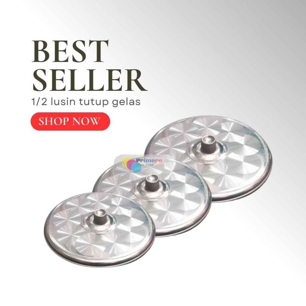 Tutup Gelas Stainless Melamin 1/2 Lusin Ukuran 8 9 10cm