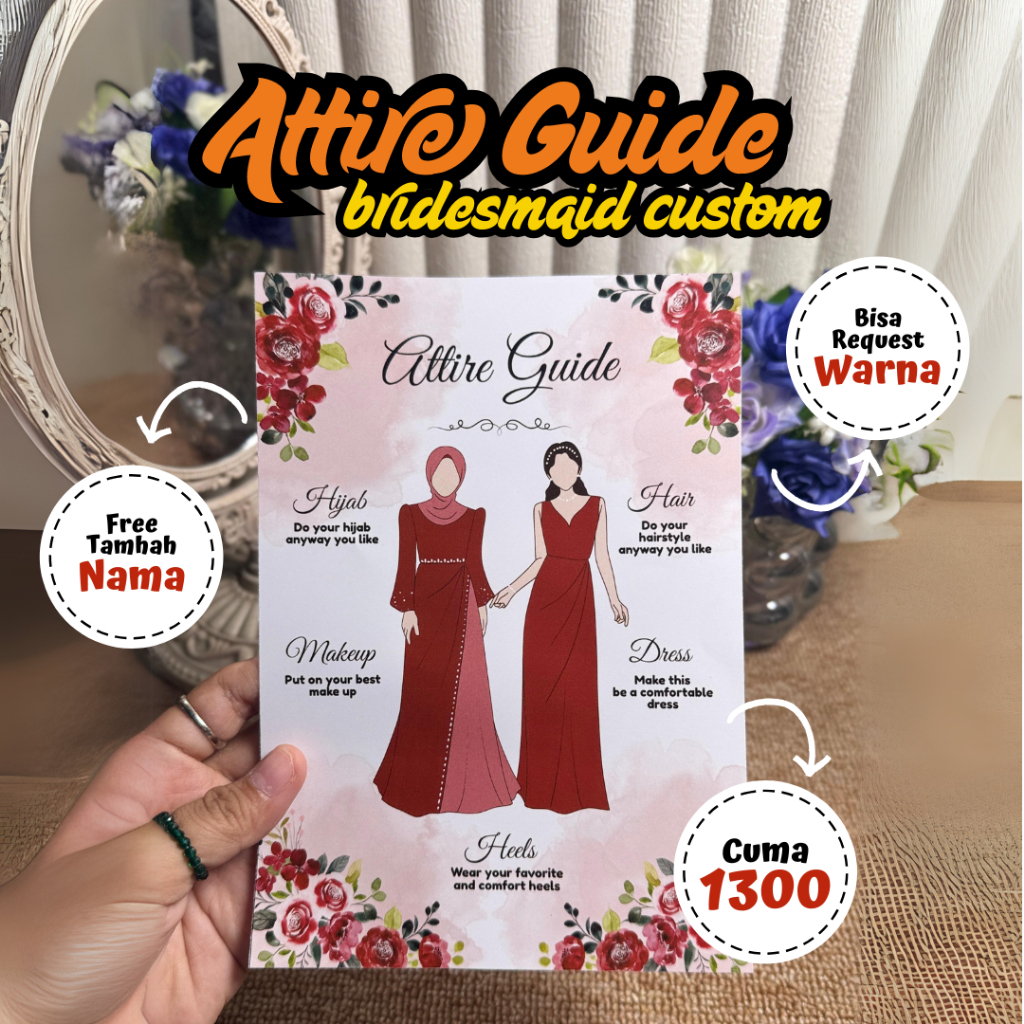 Attire Guide Bridesmaid Custom Bahan Artpaper Glossy