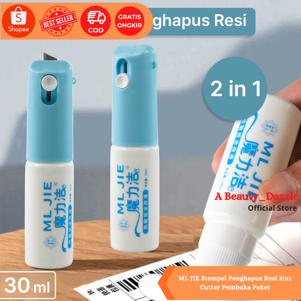 

Stempel Penghapus Resi 2 in 1 Cutter Pembuka Paket / Cairan Koreksi Kertas Termal Cepat Kering