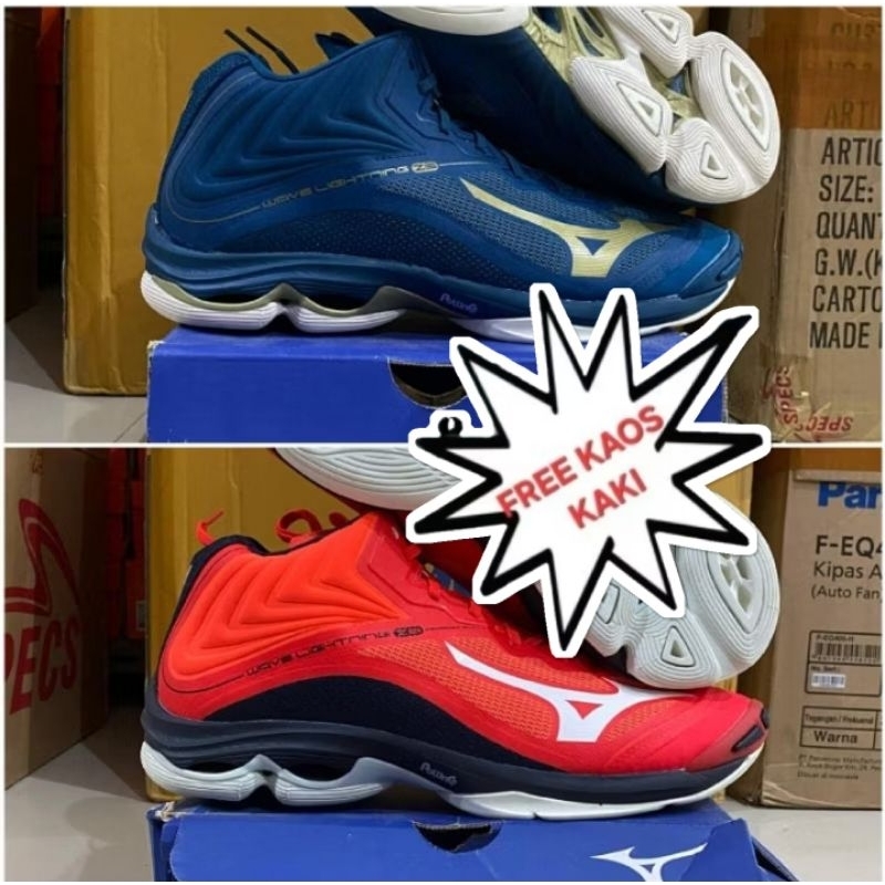Sale Sepatu Voli Volly Volley Voly Mizuno Wave Lightning Z6 Mid Original Bonus Kaos Kaki