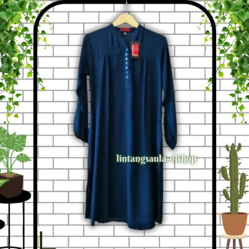 Tunik polos rayon jumbo biru tile