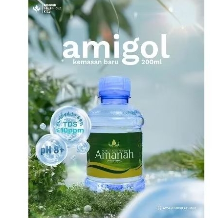 

Air Minum Air Amanah PH8+ TDS 10 ppm Kemasan Botol 200ml.. 1 dus isi 24 botol