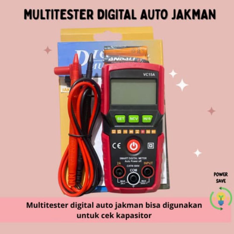 MULTITESTER DIGITAL AUTOMATIS MINI/MEREK JAKMAN/KAPASITOR/CEK KABEL PUTUS
