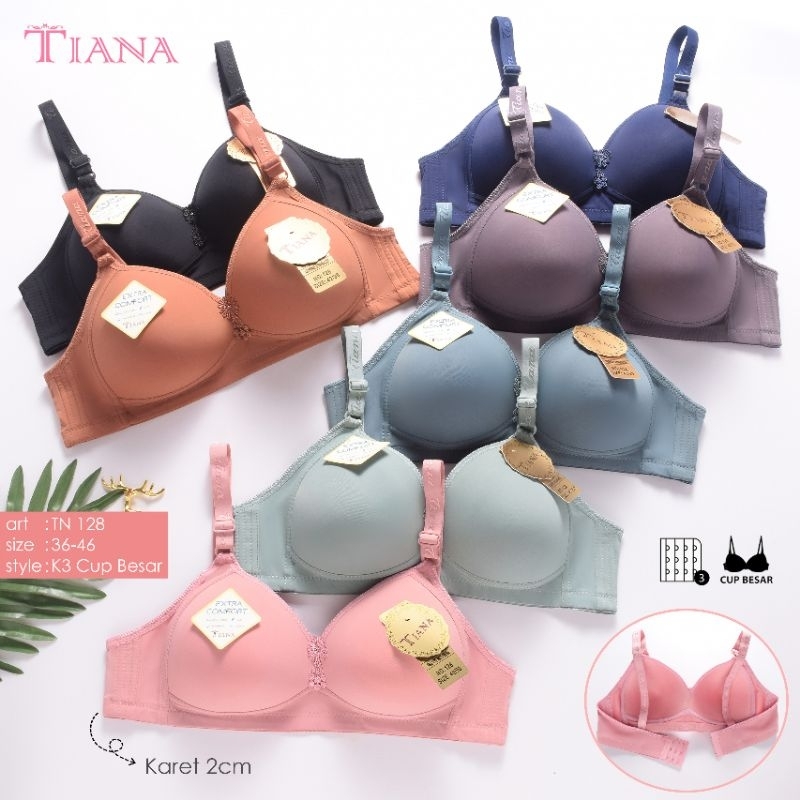 Bra 128 TIANA Cup Jumbo Kait 3 BH Jupe Tanpa Kawat uk 38-46