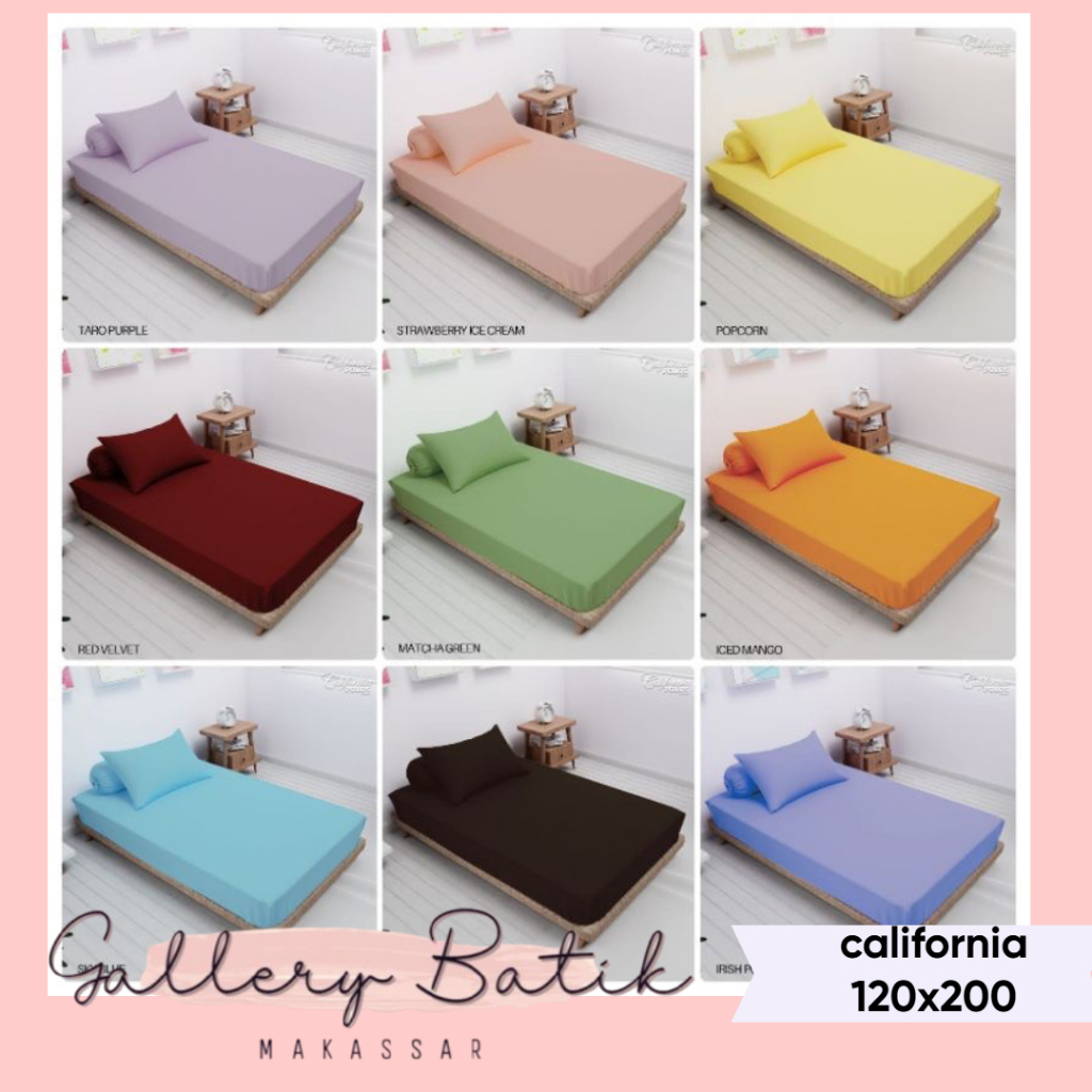 SEPRAI / SPREI POLOS SINGLE CALIFORNIA 100x200 / SEPREI 120x200 SINGLE CALIFORNIA POLOS