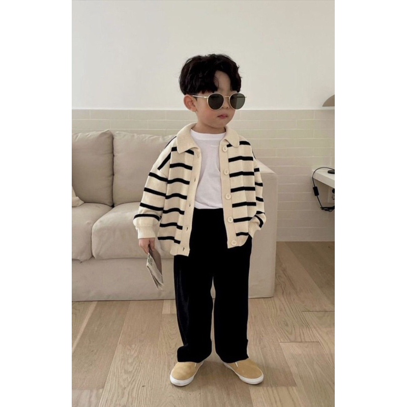 Clozula Cardigan Stripe Sweater Kancing Atasan Anak Korean Style Rajut Aesthetic Anak bayi anak usia