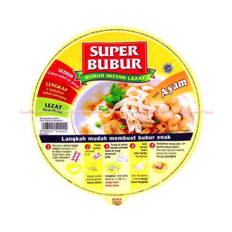 

SUPER BUBUR CUP BUBUR INSTANT RASA AYAM | ABON NETTO 64 GR Murce
