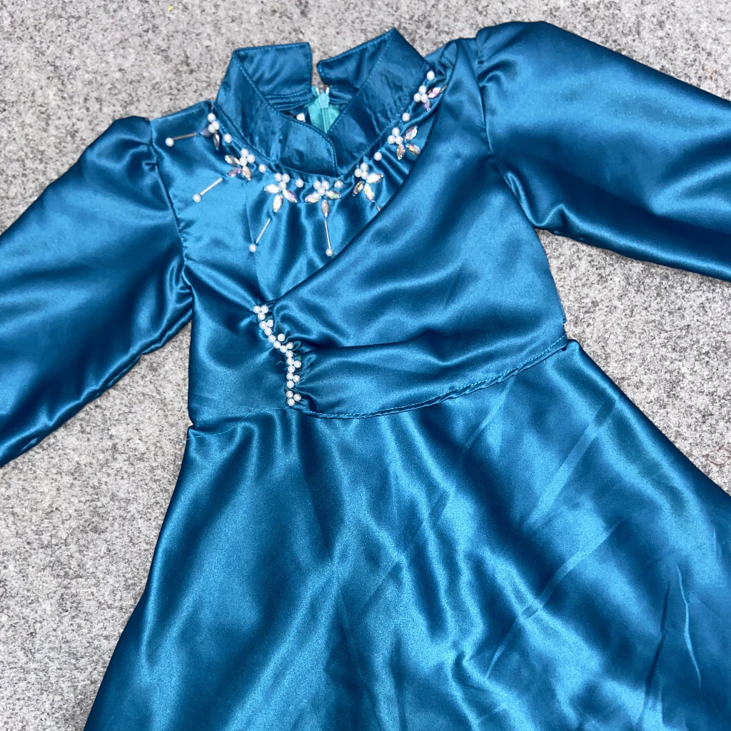 100% AMAN SYIFA DRESS ANAK 1-12 THN - GAMIS SATIN PAYET BURGUNDY MAHOGANY EMERALD BLUE - BAJU ANAK