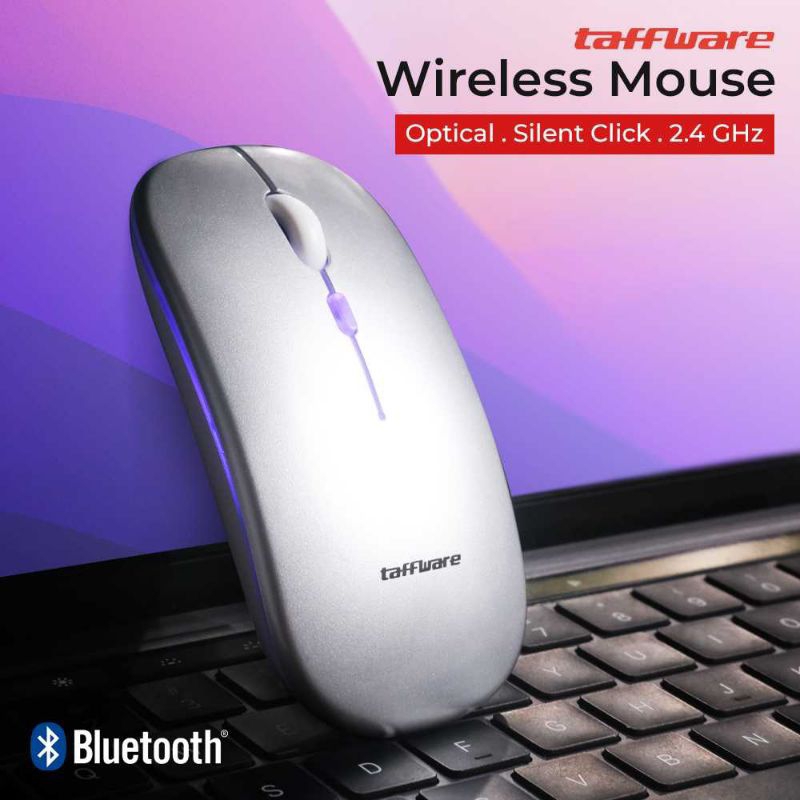 Mouse Bluetooth Slim Dual Mode Wireless 2.4 GHz dan Bluetooth Bisa Dicharge Cocok untuk Digunakan di
