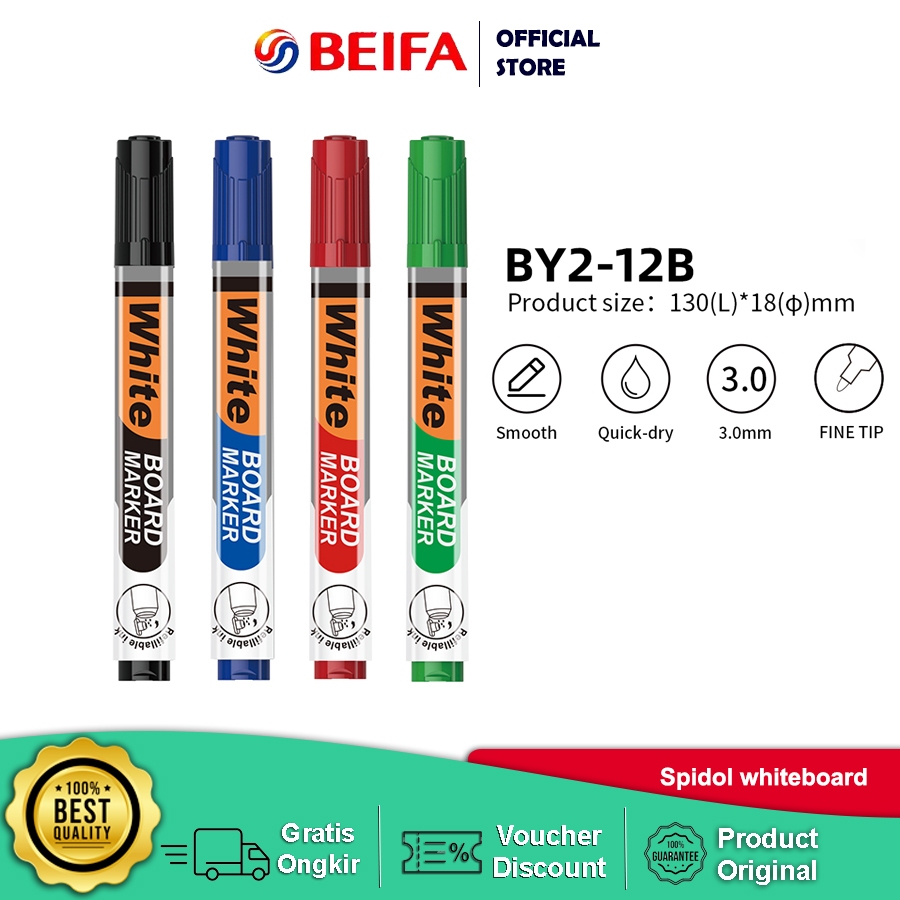 

Beifa Spidol Whiteboard – Marker Papan Tulis, Tinta Terang & Tidak Mudah Kering