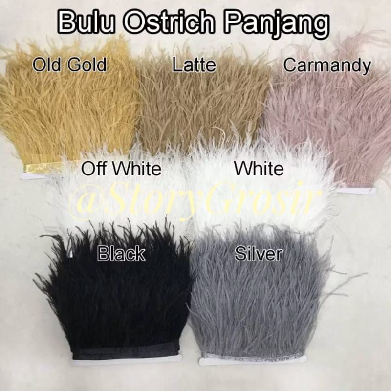 1 METER- PREMIUM PANJANG / BULU OSTRICH PANJANG PREMIUM/ BULU BAJU/ BULU HIAS
