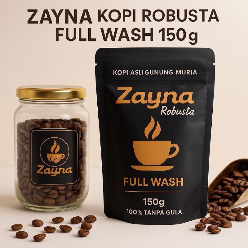 

ZAYNA - Kopi Robusta Full Wash 150g | Bubuk Tanpa Gula, Rasa Bersih dan Konsisten