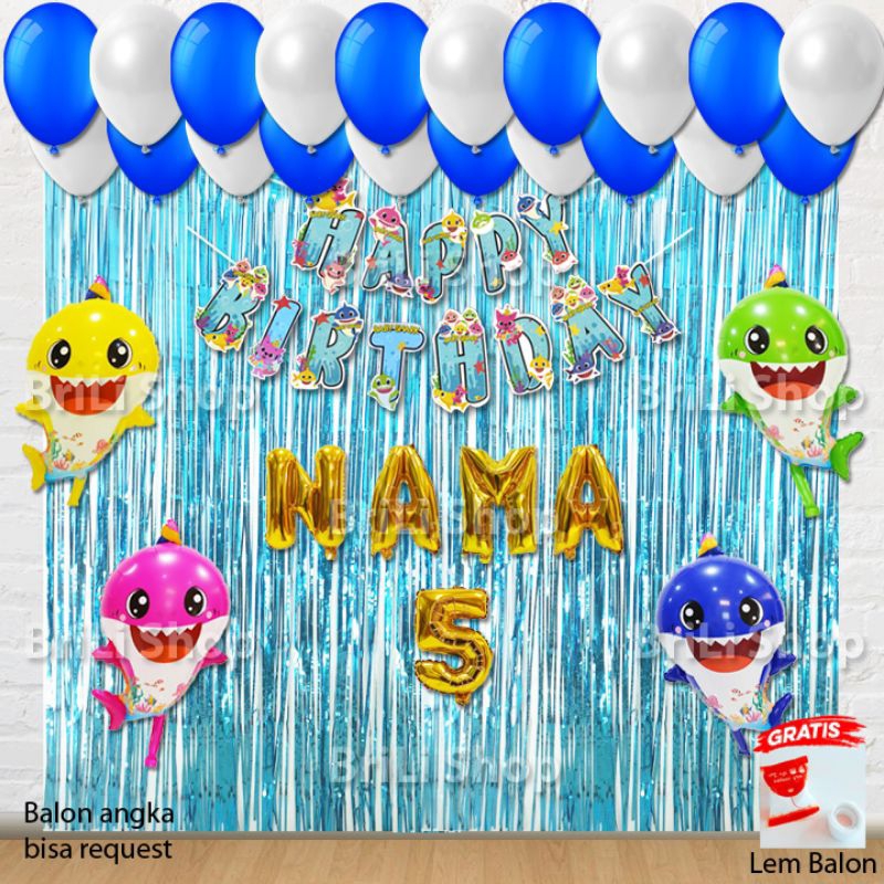 Paket Set Dekorasi Ulang Tahun Anak Baby Shark Pesta Ultah HBD Babyshark