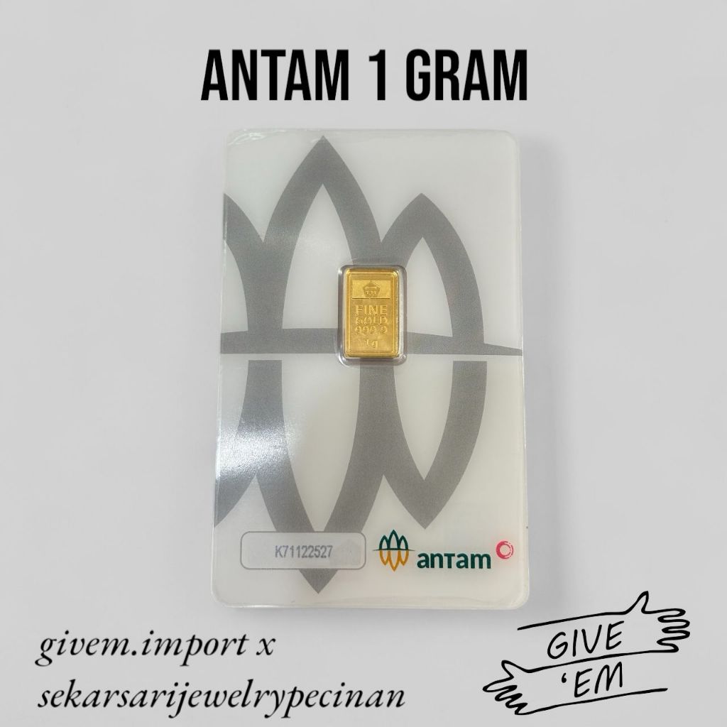 1 Gram ANTAM LM Logam Mulia Emas Batangan Investasi  Press Certieye Redmark Sertifikat 24K 999.9%