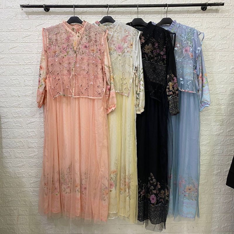 GAMIS MOTIF KOMBINASI TILAI TUTU + VEST TILAI BROKAT PREMIUM WANITA NEW ARRIVAL