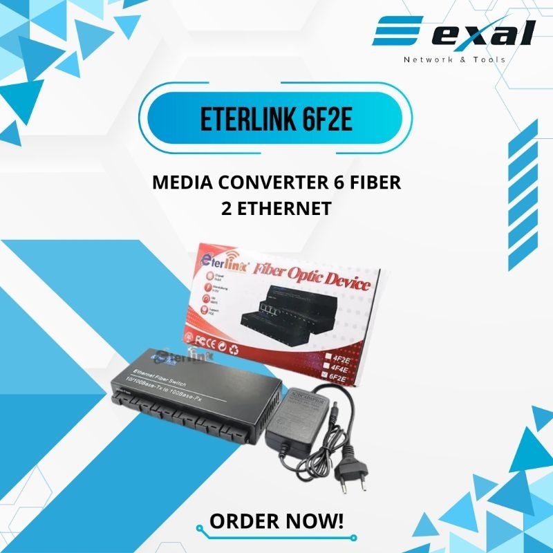 Eterlink Media Converter 6Port FO 2Port RJ45 Fiber Optik 100Mbps
