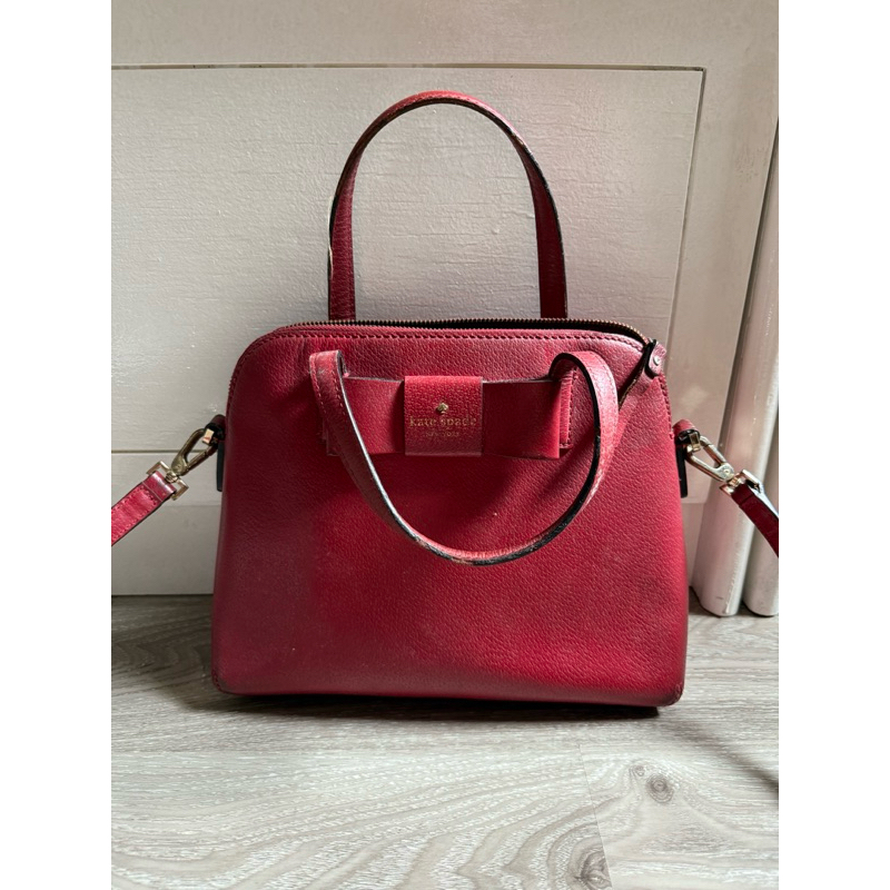 Preloved Tas Kate Spade Matthews Street Maise Bow Satchel Red Authentic Original