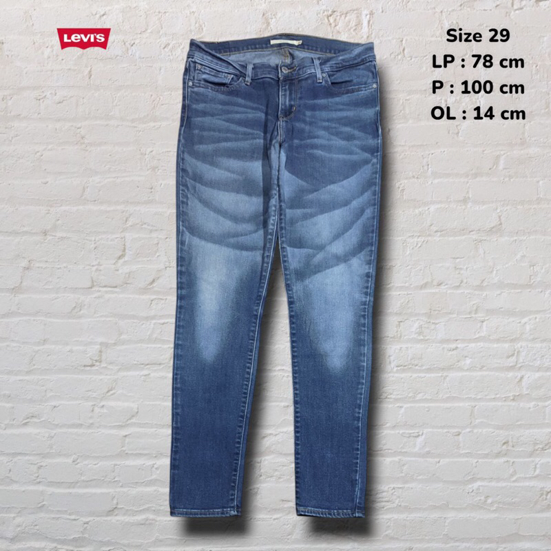 Size 29 Celana Panjang Longpants Jeans Levi 711 Blue Washed Fading Skinny Original Second Preloved #